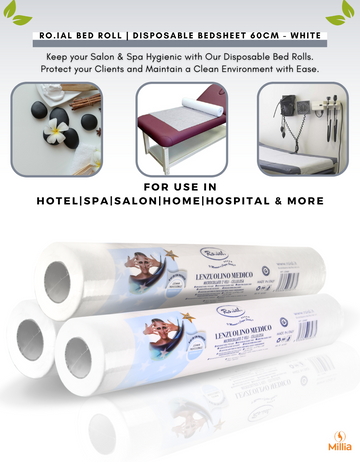 Disposable Roial Bed Roll (60 CM - White) - Soft, Tissue-Like Material for Hygiene and Comfort